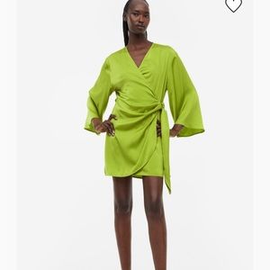 Satin Wrap Front Dress